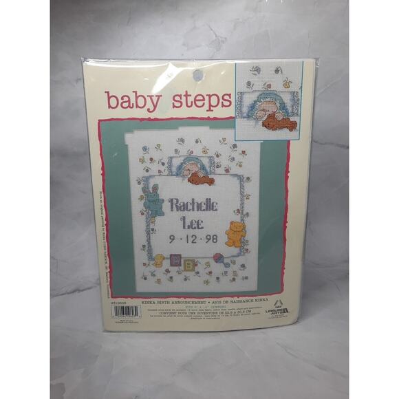 1999 Leisure Arts Baby Steps Kinka Birth Announcement 9x12 - Picture 1 of 5